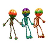 Set 3 jucarii pentru caini, multicolore, cu mingie din cauciuc