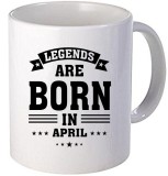 Cana alba personalizata &quot; Legends are born in April&quot;, INOVATIX&reg;. 330ml