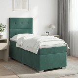 Cumpara ieftin Pat boxspring cu saltea Verde inchis 80 x 200 cm Catifea