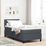 Pat cu tablie cu Saltea Gri &icirc;nchis 100x200 cm Țesătură de corduroy