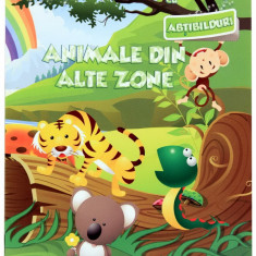 Carte de colorat cu abtibilduri - Animale din alte zone |