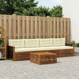 vidaXL Set de canapele de exterior cu pernă 5 pcs Natural și Crem 3382993