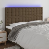 VidaXL Tăblie de pat cu LED, maro &icirc;nchis, 160x5x118/128 cm, textil