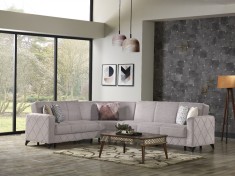 Coltar Kayra 310x90x250 cm Lada Depozitare Tapitat Catifea Nuanta Bej