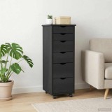 vidaXL Cabinet mobil cu roata Gri 34 x 39 x 93,5 cm Lemn de pin masiv 42028366