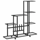 Cumpara ieftin Suport pentru flori cu roti, 94,5x25x92,5 cm, negru, metal