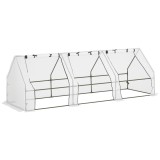 Outsunny Seră de Grădină Tip Tunel din PE pentru Cultivarea Plantelor și Florilor, cu Uși cu Fermoar, 270x90x90 cm, Alb | Aosom Romania