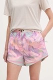 Picture pantaloni scurți outdoor Oslon culoarea roz, cu imprimeu, high waist, WSH0104