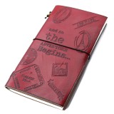 Agenda din piele naturala rosie cu mesaj - And so the adventure begins