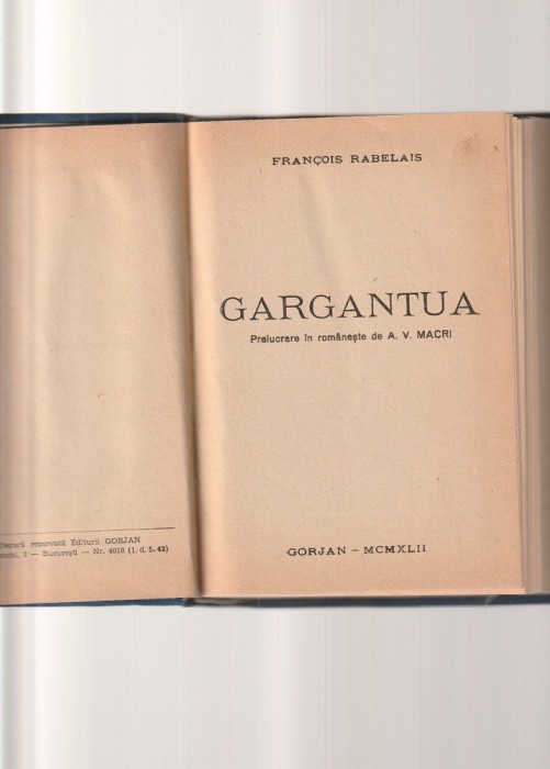 FRANCOIS RABELAIS - GARGANTUA ( 1942 )