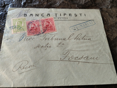 Plic circulat, Banca Tifesti, Putna-Seaca,circulata Focsani, 1913, franc.40 bani foto