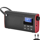 Radio Portabil FM, Boxa Bluetooth, LCD, Card Micro SD, AUX, EQ 6 Moduri, Maner Transport, USB, Negru/Rosu