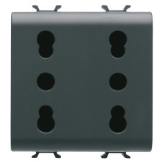 Priza standard italian dubla 2M Gewiss Chorus negru GW12208