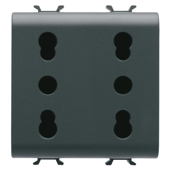 Priza standard italian dubla 2M Gewiss Chorus negru GW12208