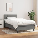 vidaXL Pat box spring cu saltea, gri &icirc;nchis, 80x200 cm, textil
