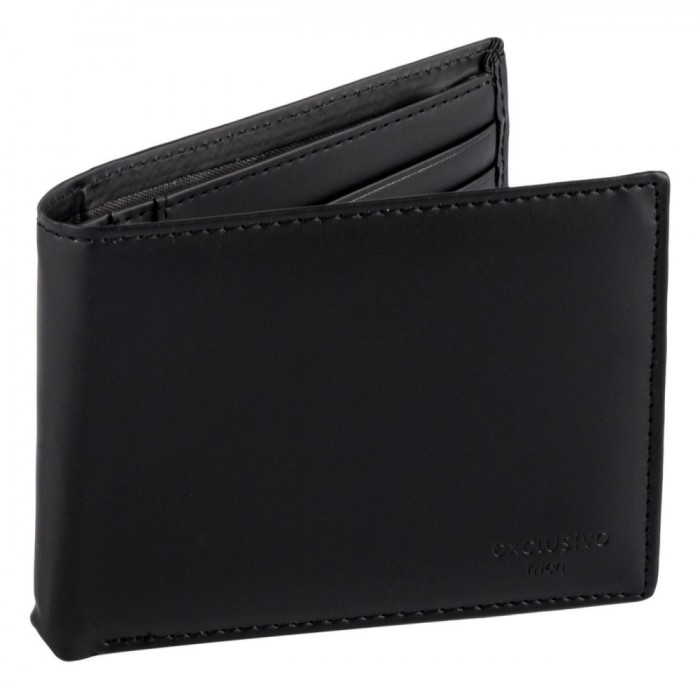 Portofel Bărbati, Exclusivo, Negru, 13x10cm, Compartimente Bancnote și Carduri