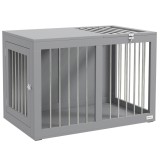 PawHut Cușcă pentru c&acirc;ini Hundebox Cușcă pentru transportul c&acirc;inilor, 2 uși, blocabile, grilaj din oțel, 80 cm x 50 cm x 56,5 cm, Gri | Aosom Romania