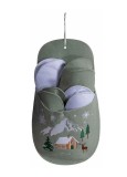 Set 4 perechi papuci casa Decorer, Textil, Multicolor, Model Craciun, Suport 26x11.5x49cm