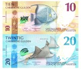 Cura&ccedil;ao &amp; St. Maarten Set 10 20 Gulden 31.03.2025 P-1, P-2 UNC