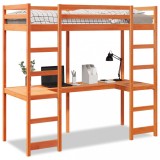 VidaXL Cadru pat supraetajat fără saltea maro 80x200 cm lemn masiv pin