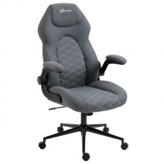 Scaun de birou ergonomic Vinsetto cu înălțime reglabilă și cotiere rabatabile, scaun înclinabil cu 5 roți, 65,5x69,5x112-122cm, gri închis | Aosom RO