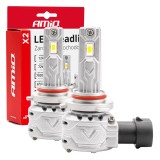 Becuri auto LED AMiO X2 HB4 9006 Canbus 6500K 72W 7920 lm cu diode CSP, racire activa, IP67, pentru faruri proiectoare si cu reflector