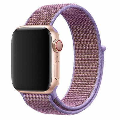 Curea din material textil, nylon Edman pentru Apple Watch 1/2/3/4/5/6/7/8/9/SE/Utra, 42/44/45/49 mm, Mov deschis foto