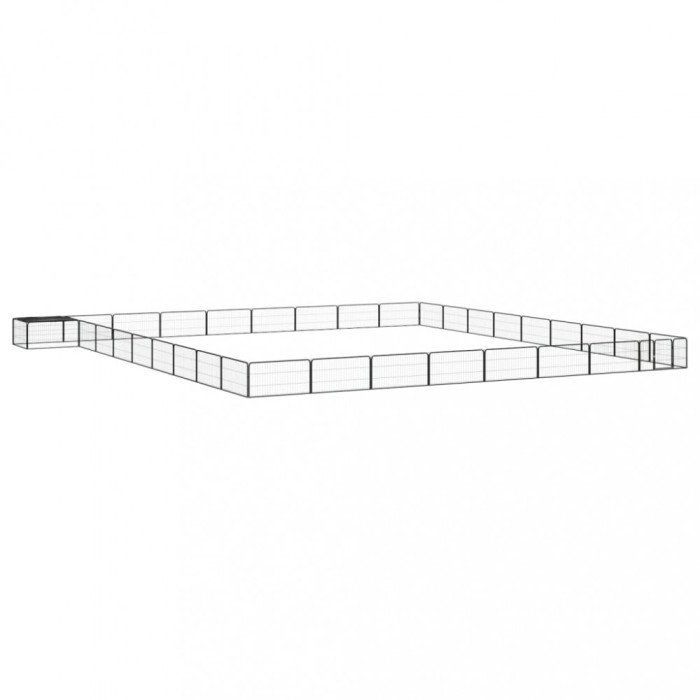 Țarc c&acirc;ini 36 panouri negru 100x50 cm oțel vopsit electrostatic