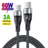 Cablu Date si Incarcare Rapida 60W, PRESTIGE CHARGE&reg;, FastCharge 20V3A, pentru Iphone 15 &amp; 16, Samsung, Universal, cu Protectie, Incarcare Rapida si S