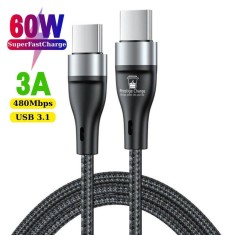 Cablu Date si Incarcare Rapida 60W, PRESTIGE CHARGE&reg;, FastCharge 20V3A, pentru Iphone 15 &amp; 16, Samsung, Universal, cu Protectie, Incarcare Rapida si S