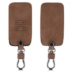 Husa Cheie Auto pentru Renault / Dacia - 4 Butoane - Keyless Go, kwmobile, Piele ecologica, Maro, 48563.05