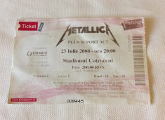 Bilet vechi al doilea concert METALLICA in Romania (23 iulie 2008) foto