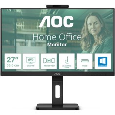 Monitor AOC, 23.8, IPS, FHD, 75Hz, 4ms, FlickerFree, Boxe 5W x 2, Webcam, HA, Pivot, HDMI, DisplayPort, USB, hub, 24P3QW, Negru