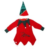 Costum craciun pentru fetite 4 - 6 ani, catifea, spiridus, rosu, Oem