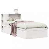 Cumpara ieftin Cadru de pat fara saltea, alb, 90x200 cm, lemn masiv pin