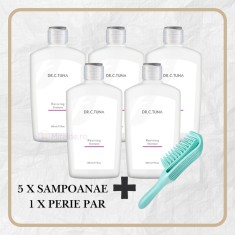 Pachet 5 x sampon Revitalizant cu Extract de Usturoi Dr. C. Tuna Farmasi,+ Perie de Par pentru Descurcare