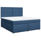 Cumpara ieftin Pat box spring cu saltea, albastru, 180x200 cm, material textil