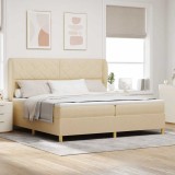 vidaXL Pat cu arcuri cu saltea cu headboard Crem 200 x 200 cm țesătură 3340842