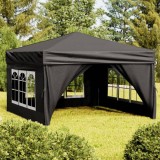 VidaXL Cort pliabil pentru petrecere cu pereți laterali, negru, 3x3 m