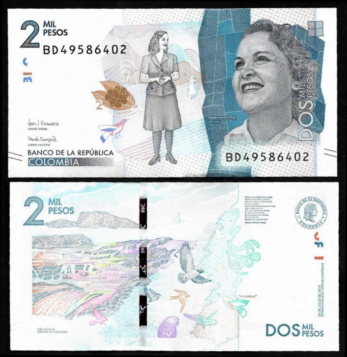 COLUMBIA █ bancnota █ 2000 Pesos █ 2019 █ P-458 █ UNC █ necirculata