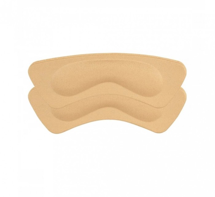 Set 2 branturi adezive pentru calcaie, spuma si poliester, 8.5 x 3.5 cm, grosime 3 mm, crem