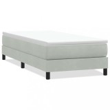 Cumpara ieftin Pat cu arcuri fara saltea gri deschis 100x220 cm catifea