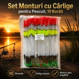 Set Monturi cu C&acirc;rlige pentru Pescuit, 10 Bucăți