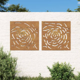 vidaXL Decor de perete 2 buc. 55x55 cm model trandafiri oțel Corten