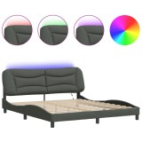 Cumpara ieftin Cadru de pat cu LED fara saltea Hvar Gri inchis 180x200 cm Material