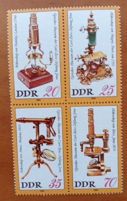 DDR-&amp;#039;&amp;#039;ISTORIA MICROSCOPULUI&amp;#039;&amp;#039;-BLOC DE4-MNH NESTAMP. -Calitate EXTRA foto