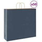 vidaXL Saci de h&acirc;rtie 50 buc cu m&acirc;nere Albastru 54x15x49 cm