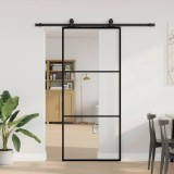 VidaXL Ușă glisantă cu set de feronerie neagră 90x205 cm Sticlă ESG