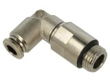 Racord push-in &icirc;n unghi, alamă nichelată, -0,99&divide;20bar, 6mm