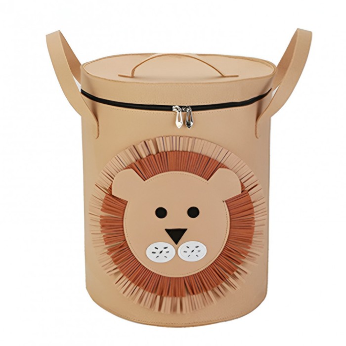 Cutie de depozitare 2in1, flippy, impermeabila, covor pentru jucarii si lego 150cm, capacitate mare, cu manere, cu sfori, inaltime 40cm, model leu, ma